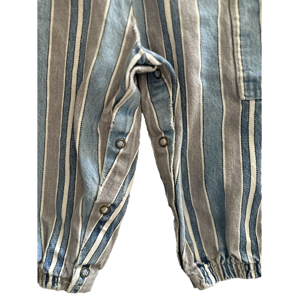 Vtg Baby B’Gosh By OshKosh Striped Overalls Vestbak Size 18 Month Gray Blue Rare - Picture 5 of 7